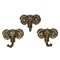 4 Inch Cast Iron Elephant Antique Gold Decorative Wall Hooks Coat Towel Set of 3